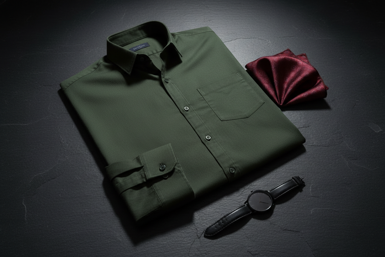 Men Regular Fit Solid Spread Collar Casual Shirt